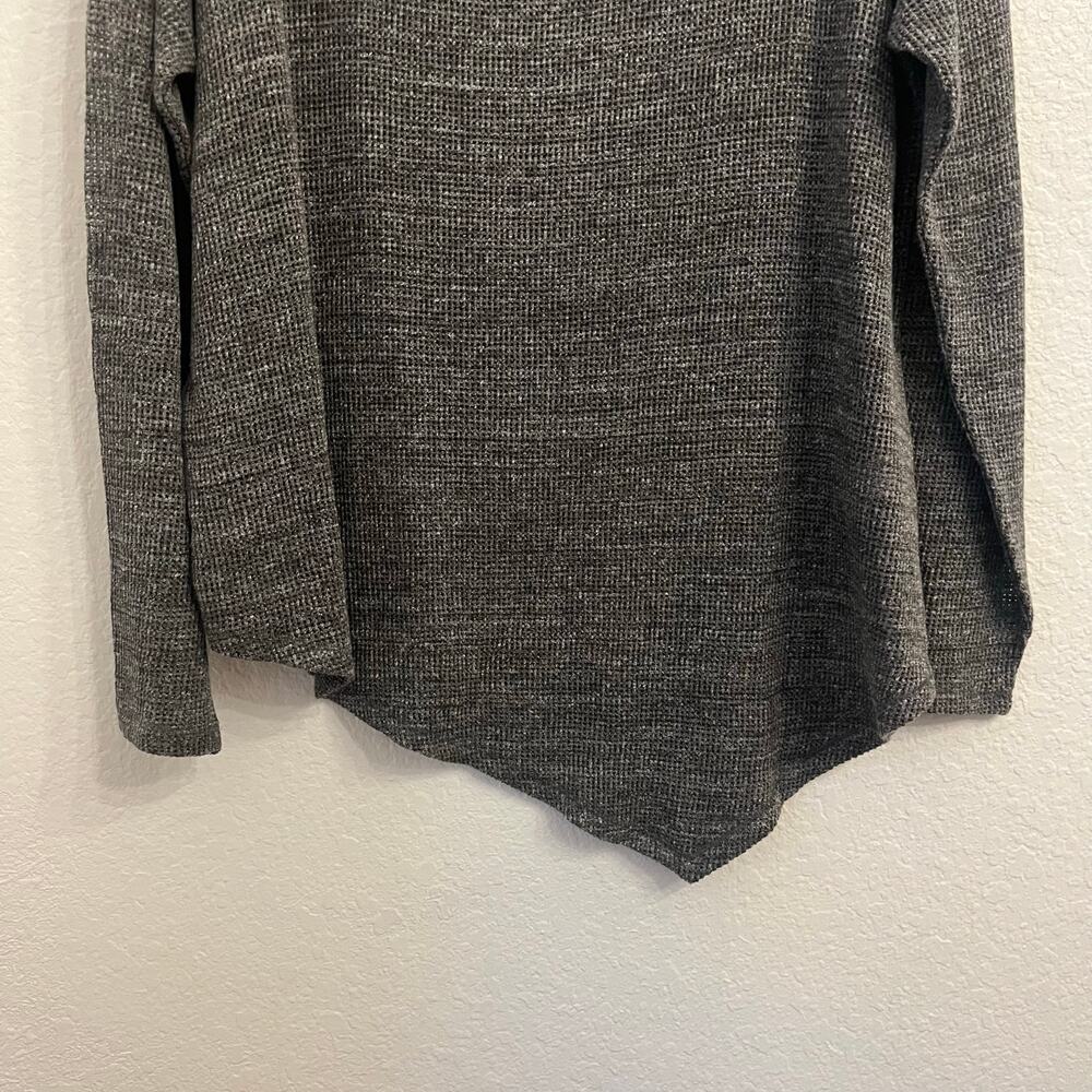 Eileen Fisher Open Knit Asymmetric Sweater M Cotton Melange Mesh Lagenlook Grung - Picture 5 of 11